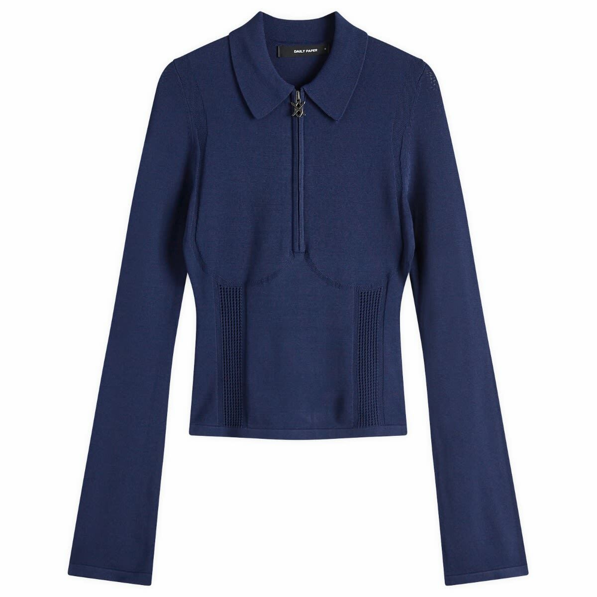 Daily Paper Women's Zip Knit Polo in Blue