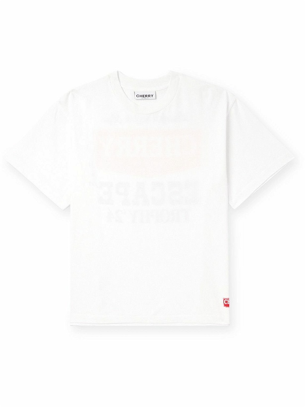 Photo: Cherry Los Angeles - Escape Logo-Print Garment-Dyed Cotton-Jersey T-Shirt - White