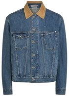 JW Anderson Corduroy Collar Denim Jacket Mid Blu