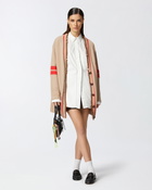 Pinko Varsity Style Cardigan With Embroidery And Patch Multicolour: Beige/Red