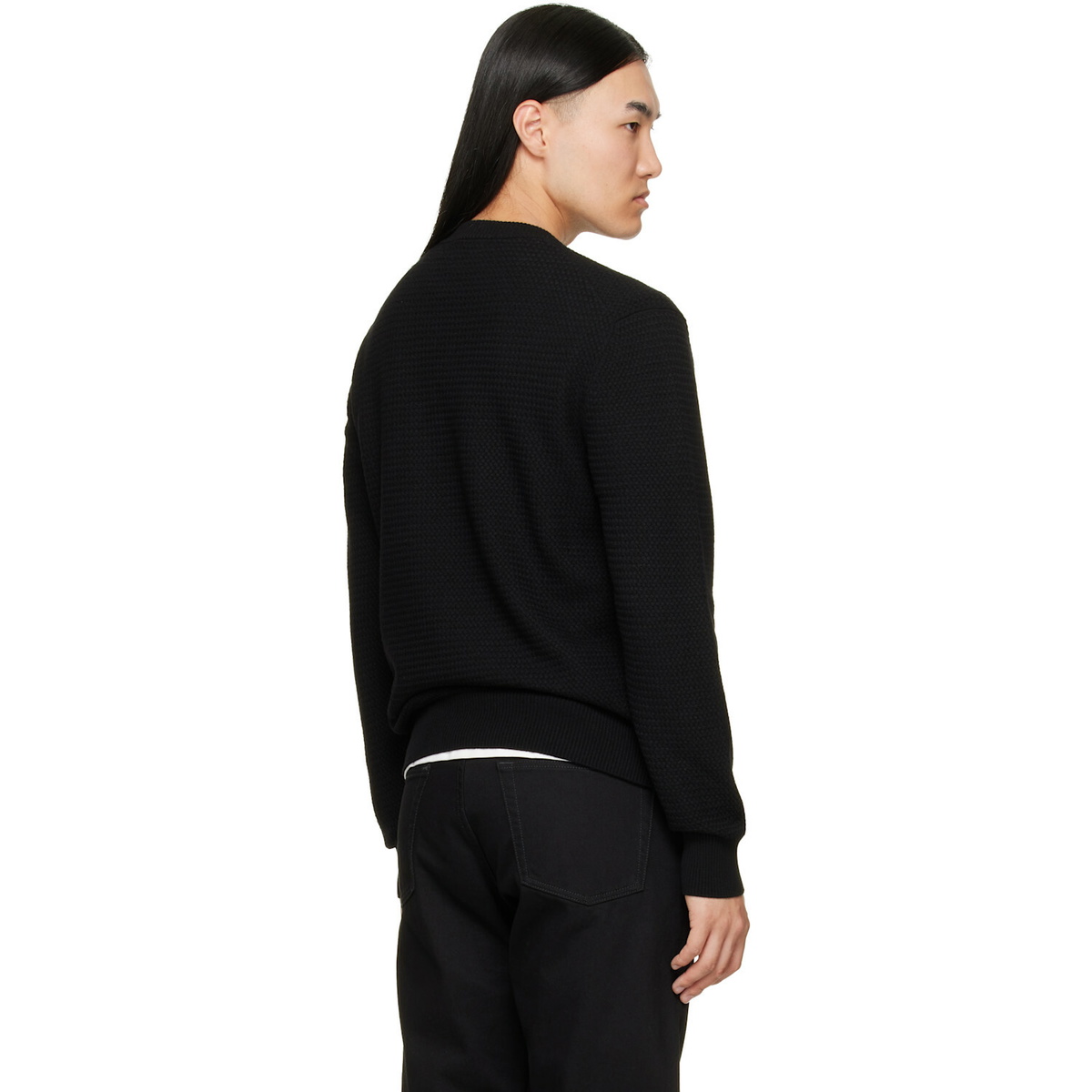 Moncler Black Textured Cashmere & Wool Sweater