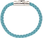 Salvatore Ferragamo Blue Braided Leather Bracelet
