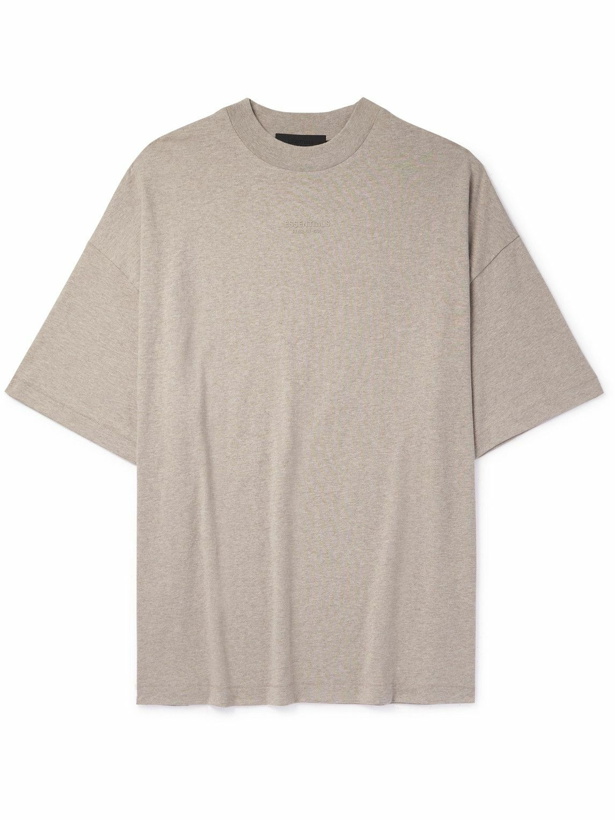 Photo: FEAR OF GOD ESSENTIALS - Logo-Appliquéd Cotton-Jersey Mock-Neck T-Shirt - Neutrals