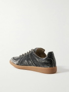 Maison Margiela - Replica Distressed Cracked-Leather Sneakers - Black