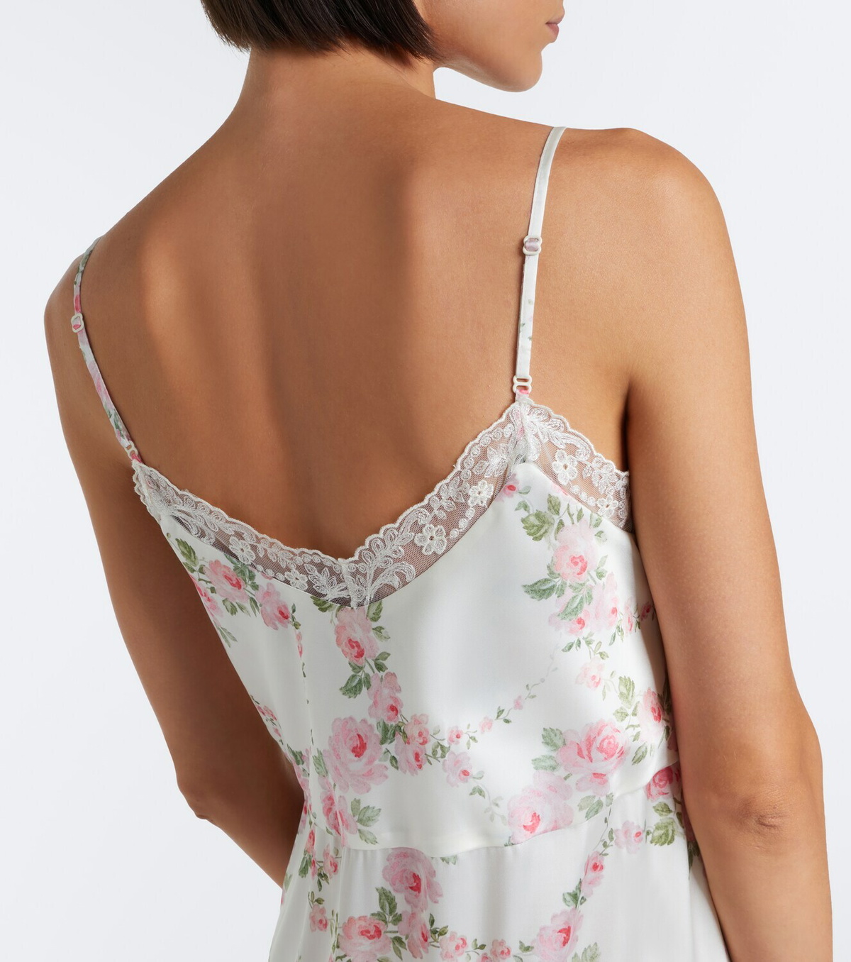 Simone Rocha Floral lace-trimmed satin slip dress