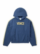ERL - Venice Football Cropped Appliquéd Cotton-Blend Jersey Hoodie - Blue
