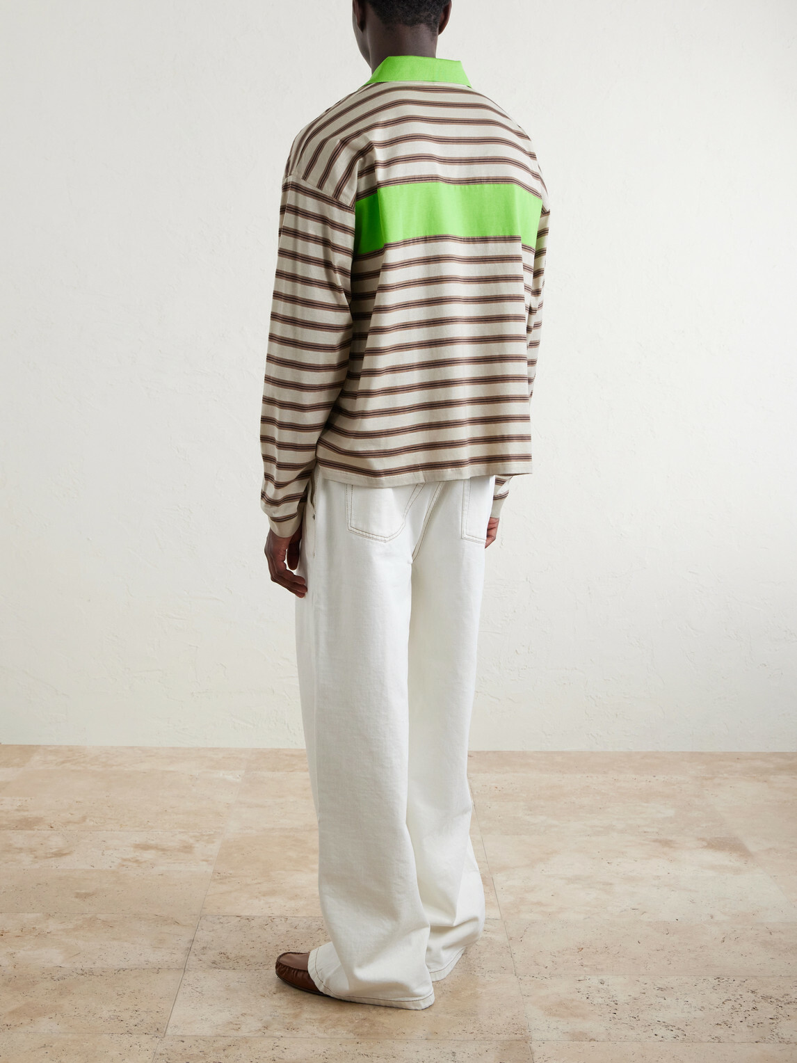 Versace - Polo Striped Cotton Jersey Polo Shirt - Neutrals