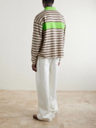 Versace - Polo Striped Cotton Jersey Polo Shirt - Neutrals