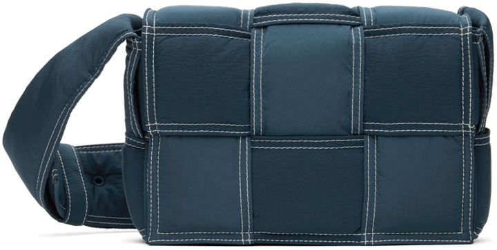 Photo: Bottega Veneta Navy Small Padded Tech Cassette Bag