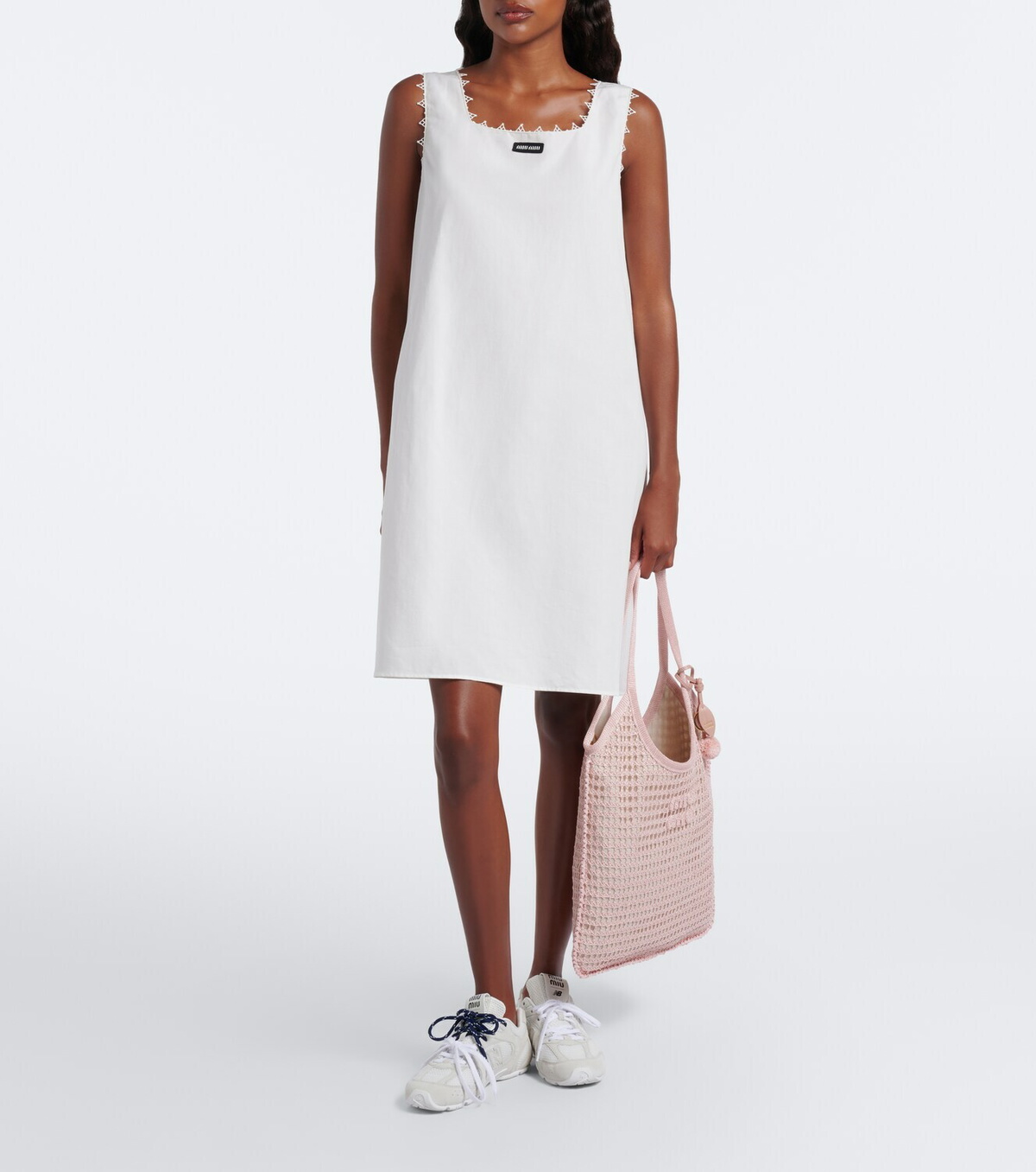 Miu Miu Ivy crochet raffia tote bag