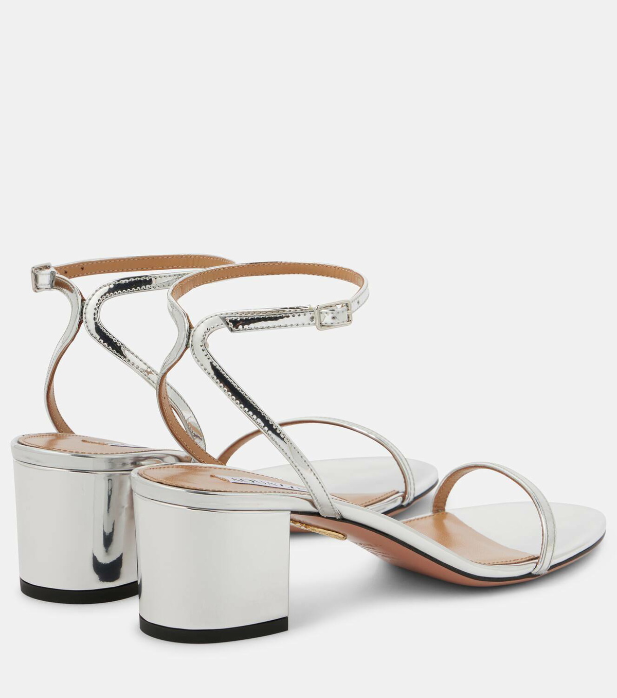 Aquazzura Olie 50 mirrored leather sandals
