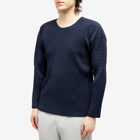 Homme Plissé Issey Miyake Men's Pleated Long Sleeve T-Shirt in Navy