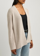 Eileen Fisher Ribbed Cotton Cardigan Light Grey
