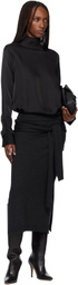 TONYWACK Black Liquid Oversized High Neck Blouse