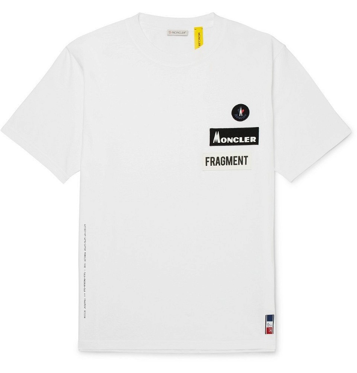 Photo: Moncler Genius - 7 Moncler Fragment Logo-Appliquéd Cotton-Jersey T-Shirt - Men - White