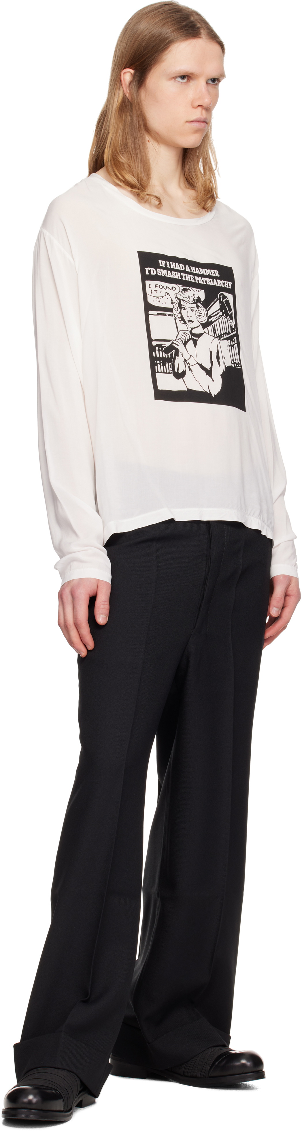 Random Identities Black Twill Large Suit Trousers