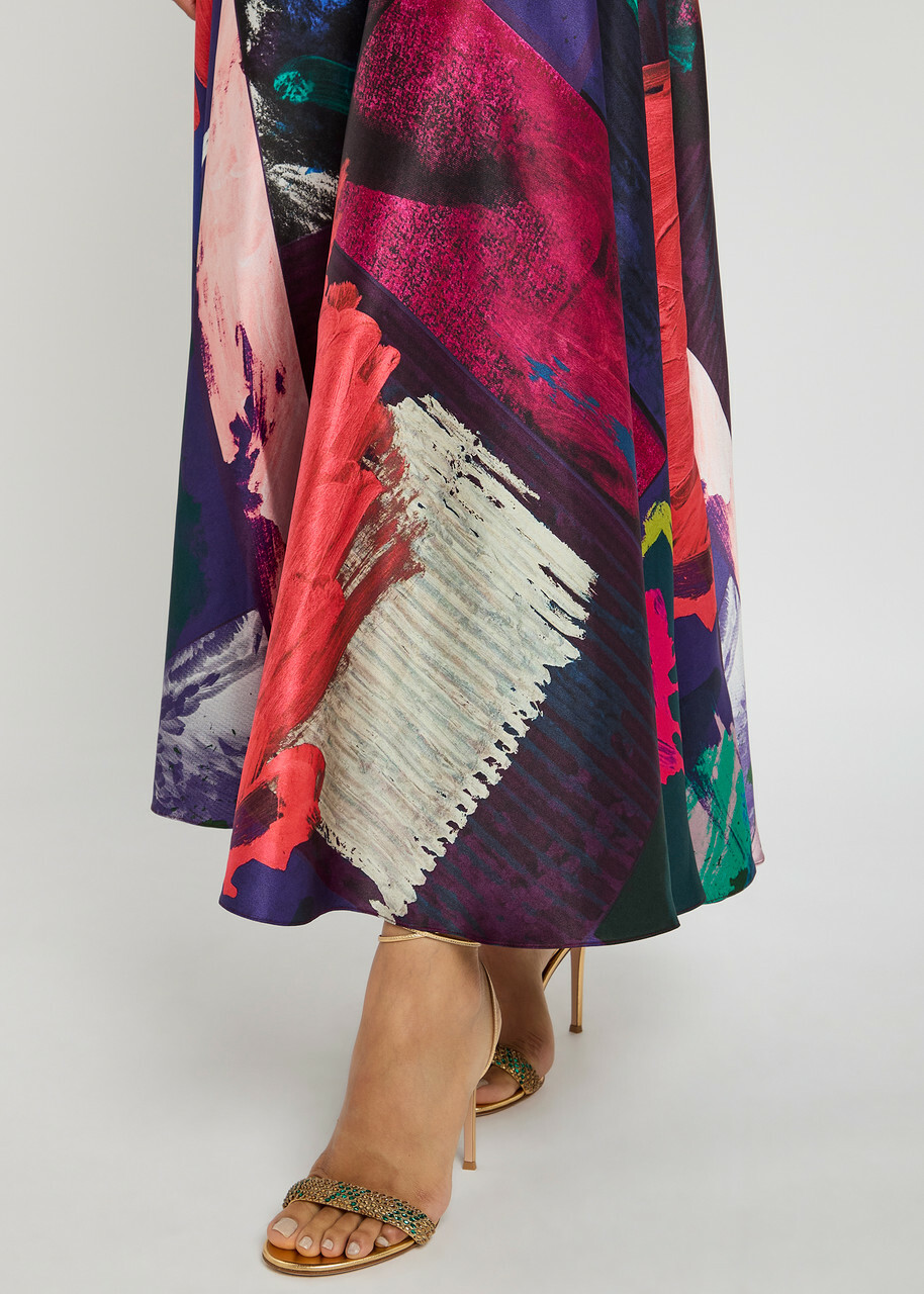 Roksanda Ameera Printed Silk-satin Midi Skirt Multi Print