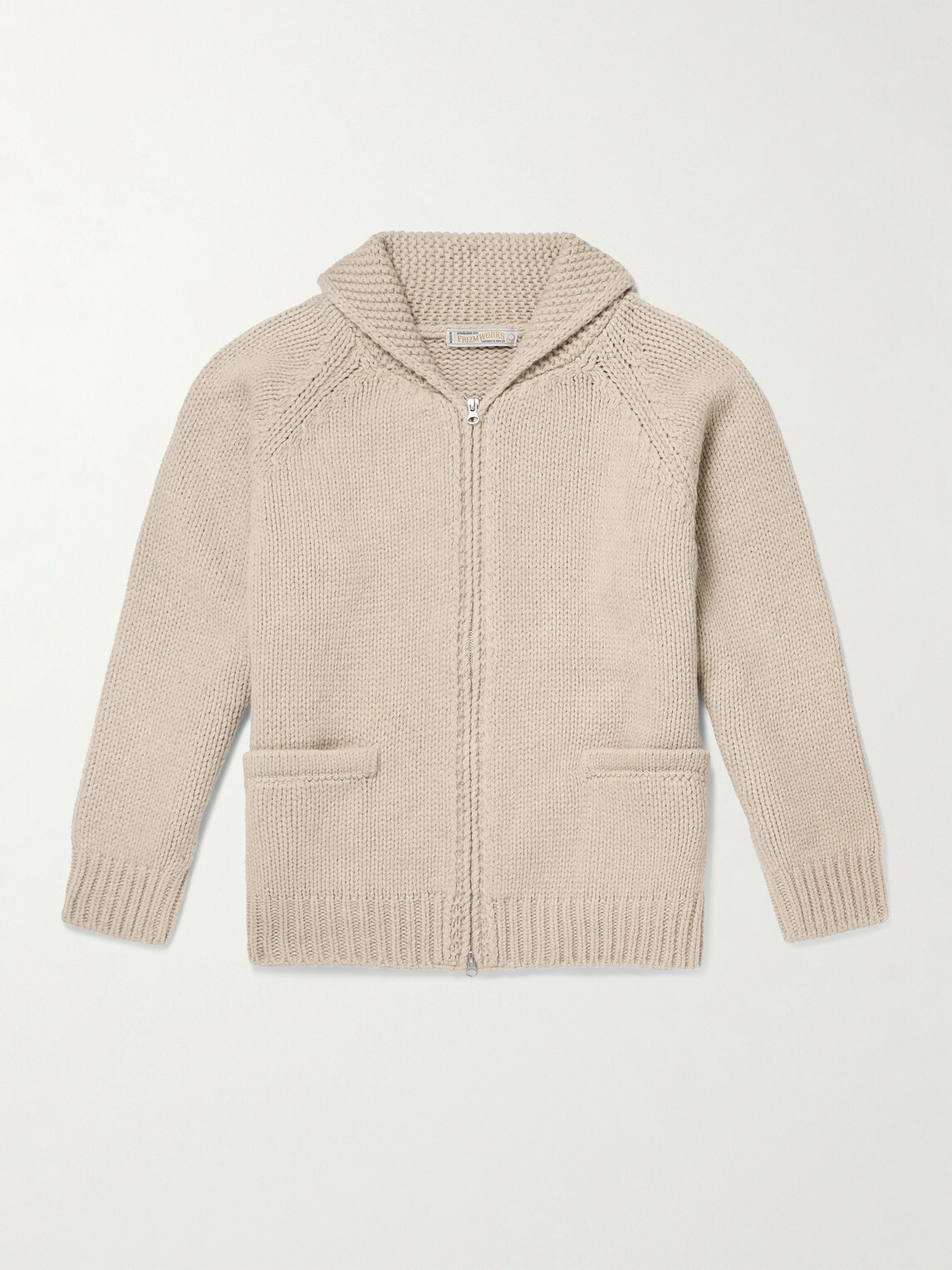 FrizmWORKS - Shawl-Collar Wool-Blend Zip-Up Cardigan - Neutrals