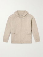 FrizmWORKS - Shawl-Collar Wool-Blend Zip-Up Cardigan - Neutrals
