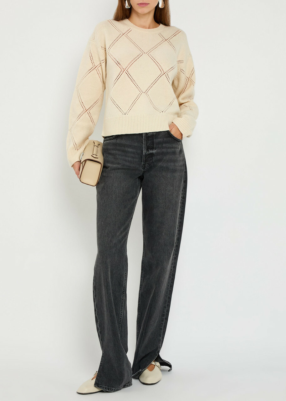 Vince Textured Argyl Wool Jumper Cream