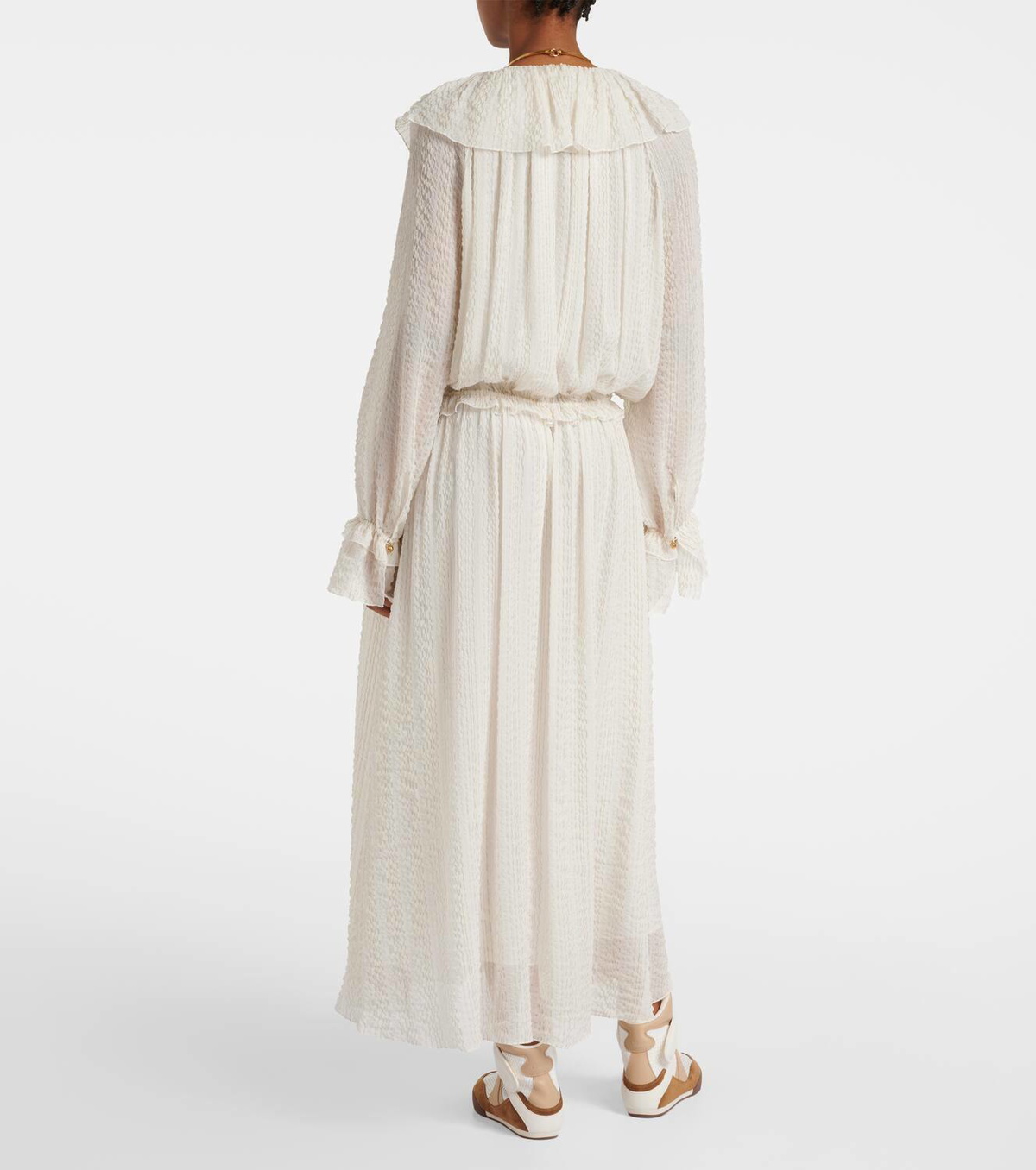 chloe silk blend crepe maxi dress Chloé Ruffled silk-blend crêpe maxi dress Chloe