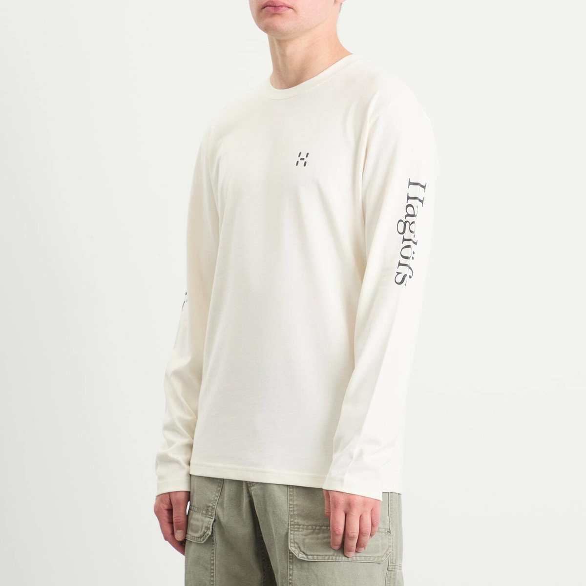 Haglöfs Men's Long Sleeve Brand T-Shirt in Soft White