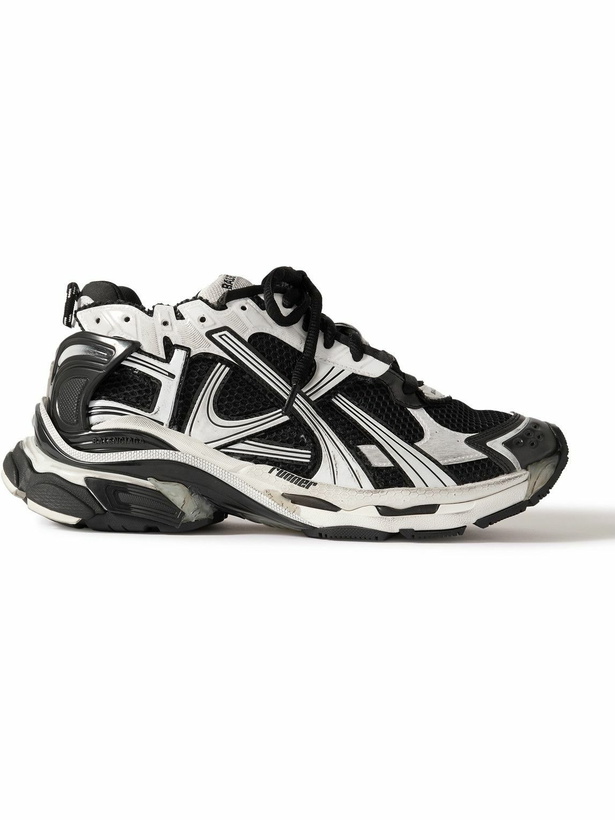 Photo: Balenciaga - Runner Distressed Rubber and Mesh Sneakers - White