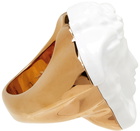 Versace White & Gold Lacquered 'La Medusa' Ring