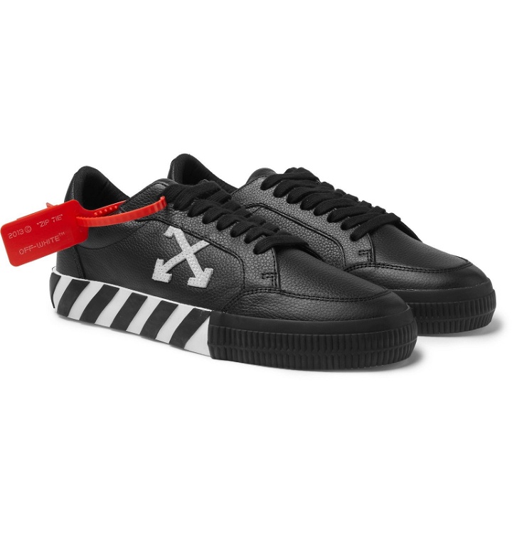 Photo: Off-White - Suede-Trimmed Full-Grain Leather Sneakers - Black