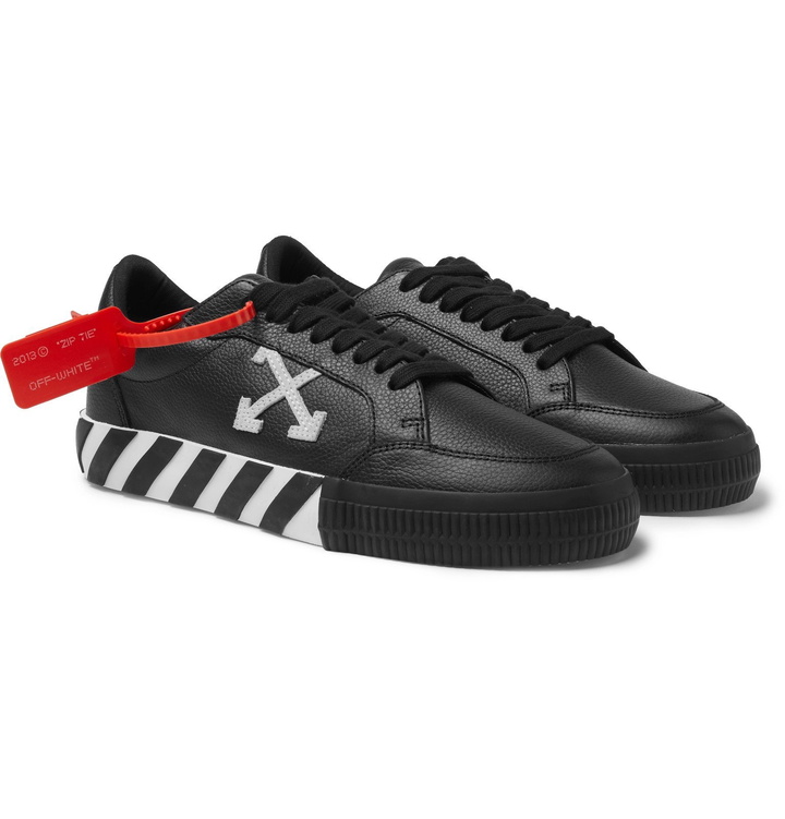 Photo: Off-White - Suede-Trimmed Full-Grain Leather Sneakers - Black