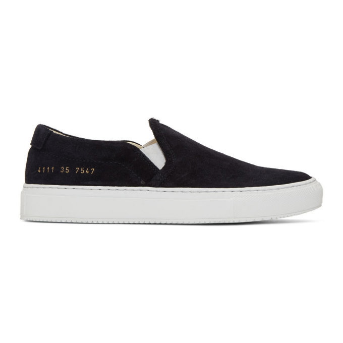 Photo: Woman by Common Projects Black Suede Slip-On Sneakers
