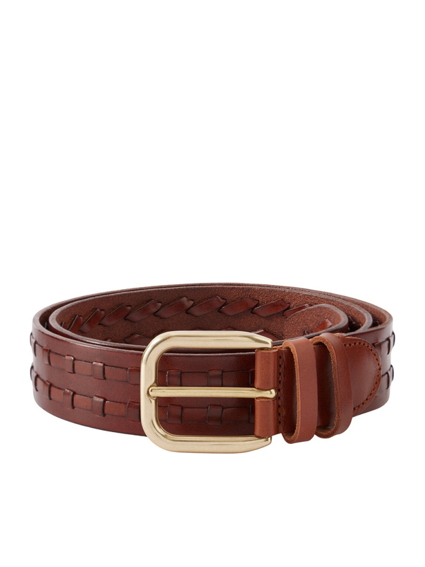 Photo: Mr P. - 3.5cm Woven Leather Belt - Brown