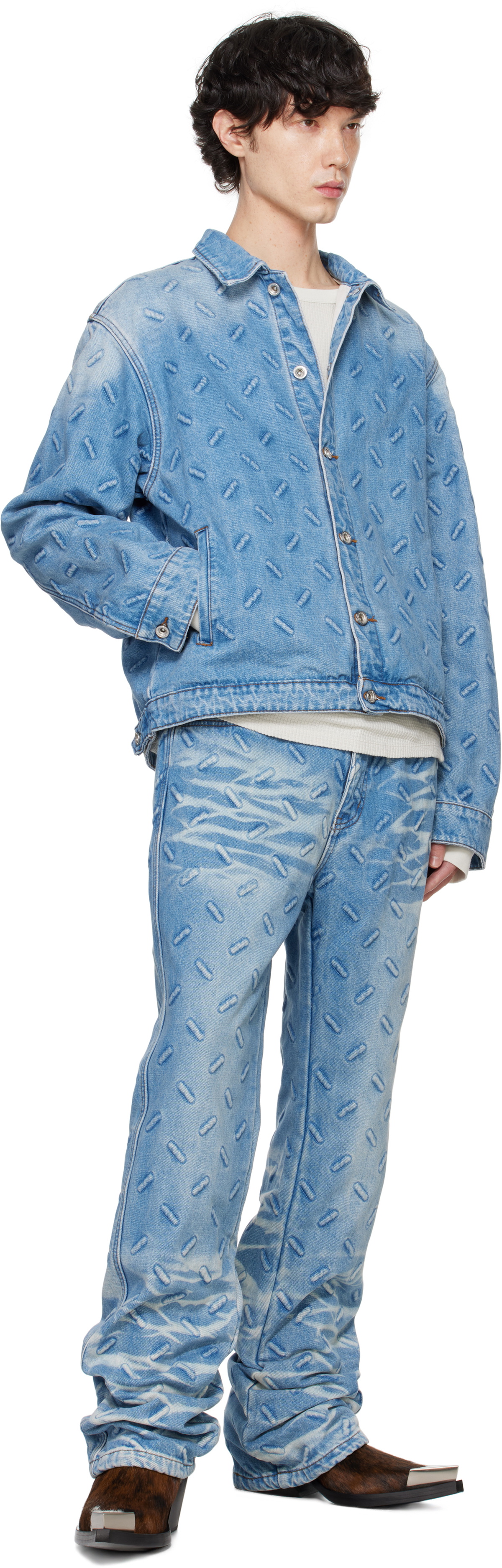 Who Decides War Blue Thread Plate Denim Jacket