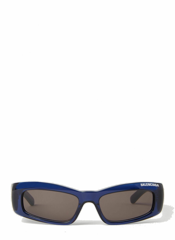 Photo: Balenciaga - Logo Print Square Sunglasses in Blue