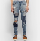 AMIRI - Skinny-Fit Panelled Distressed Stretch-Denim Jeans - Light denim