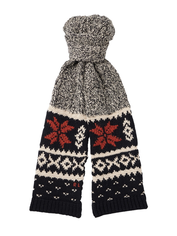 Photo: Polo Ralph Lauren - Cable-Knit and Fair Isle Wool, Cotton and Linen-Blend Scarf