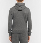 TOM FORD - Leather-Trimmed Mélange Cashmere and Cotton-Blend Zip-Up Hoodie - Men - Gray