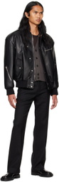 System Black Padded Faux-Leather Jacket