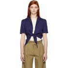 Carven Navy Tie Front Blouse