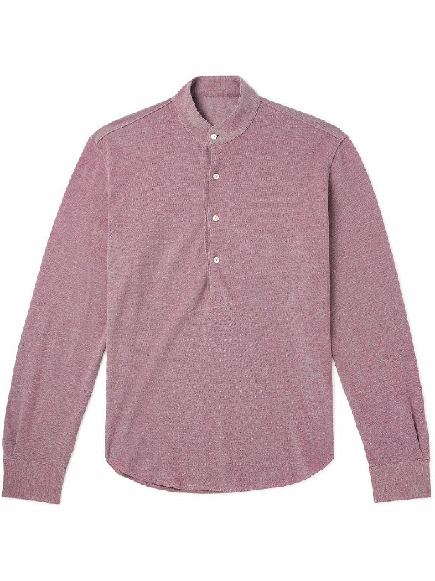 Photo: Stòffa - Grandad-Collar Cotton-Piqué Shirt - Purple