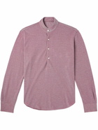 Stòffa - Grandad-Collar Cotton-Piqué Shirt - Purple