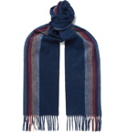 Paul Smith - Striped Fringed Mélange Cashmere Scarf - Blue