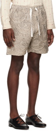 Karu Research Off-White Kantha Embroidery Shorts