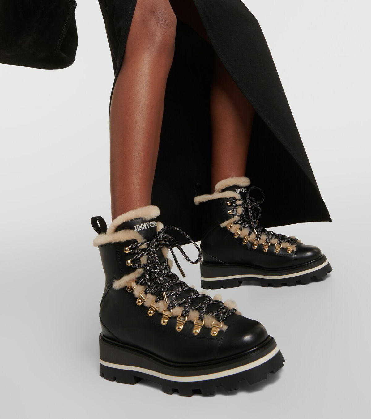 jimmy choo shearling lined boots