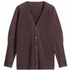 Homme Plissé Issey Miyake Men's Homme Plissé Button Down Cardigan in Edge Brown