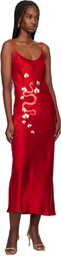Silk Laundry Red 1996 'Year of the Snake' Midi Dress
