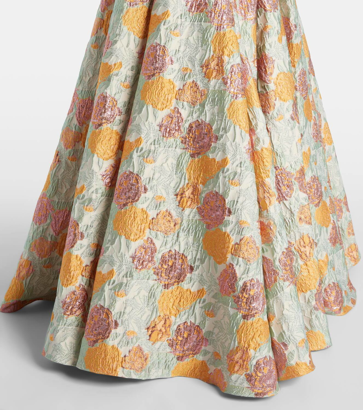 Markarian Floral lamé brocade corset gown