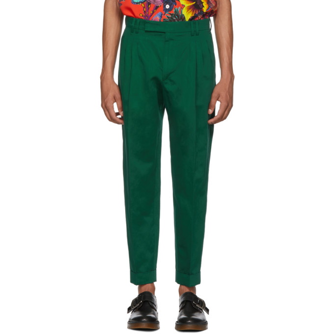 Photo: Paul Smith Green Slim Pleated Trousers