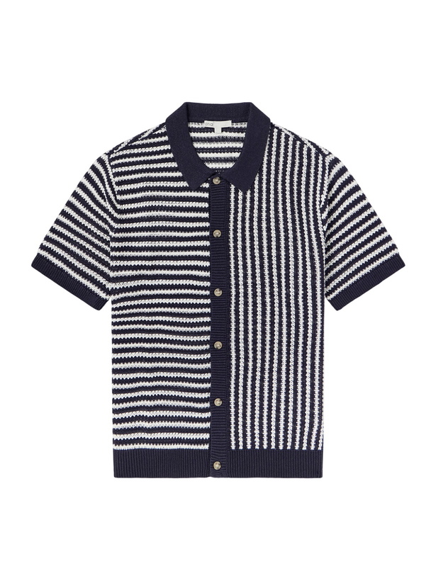 Photo: Onia - Striped Knitted Linen Shirt - Blue
