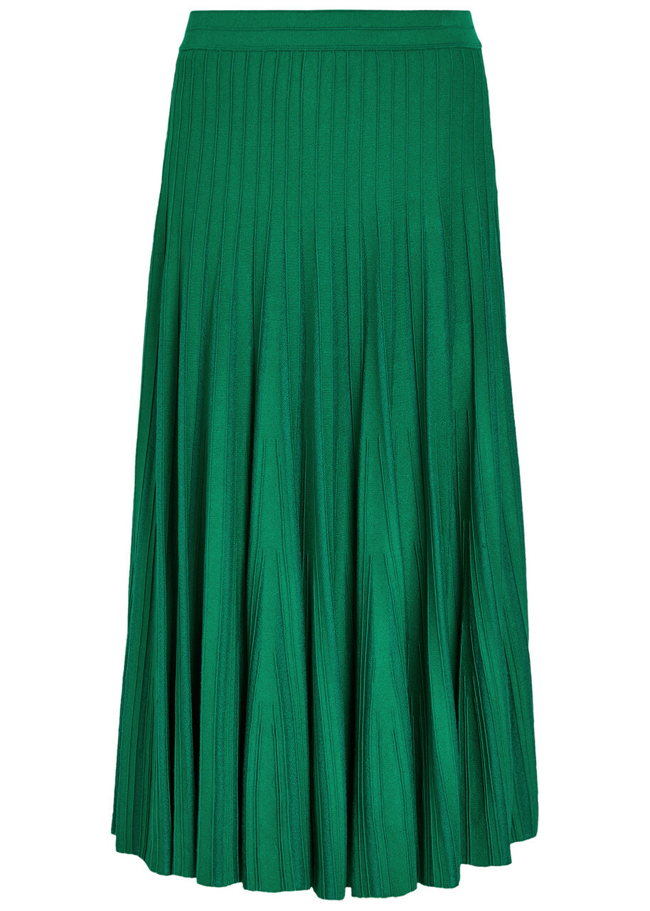 Simkhai Margoux Ribbed Stretch-knit Midi Skirt Green